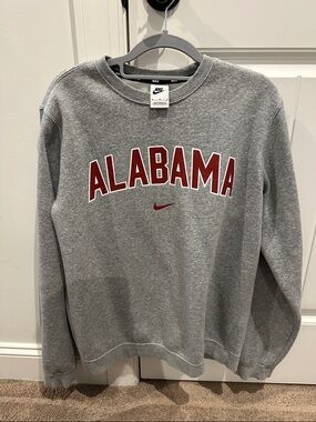 Nike Gray Crewneck Sweatshirt with Red Alabama Lettering